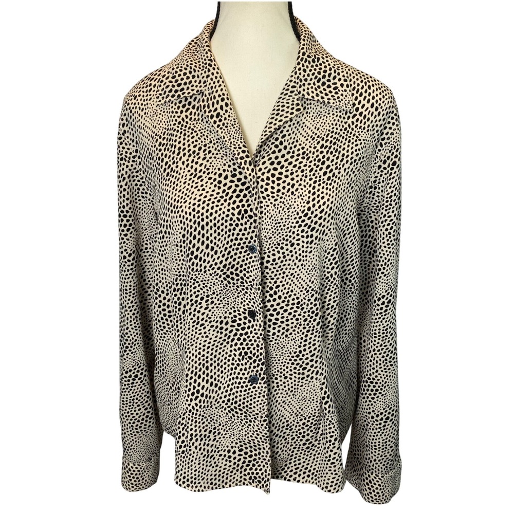 Evan Picone Animal Print Blouse | Vintage 90s Career Chic | Size 14